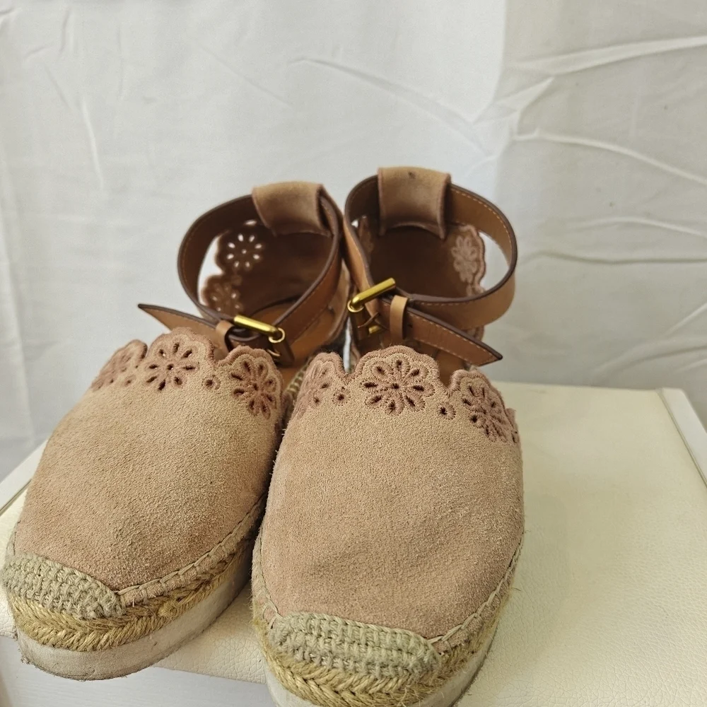 See by Chloe Scalloped Espadrilles In Blush Pink Size EU 37 US 7 Women's